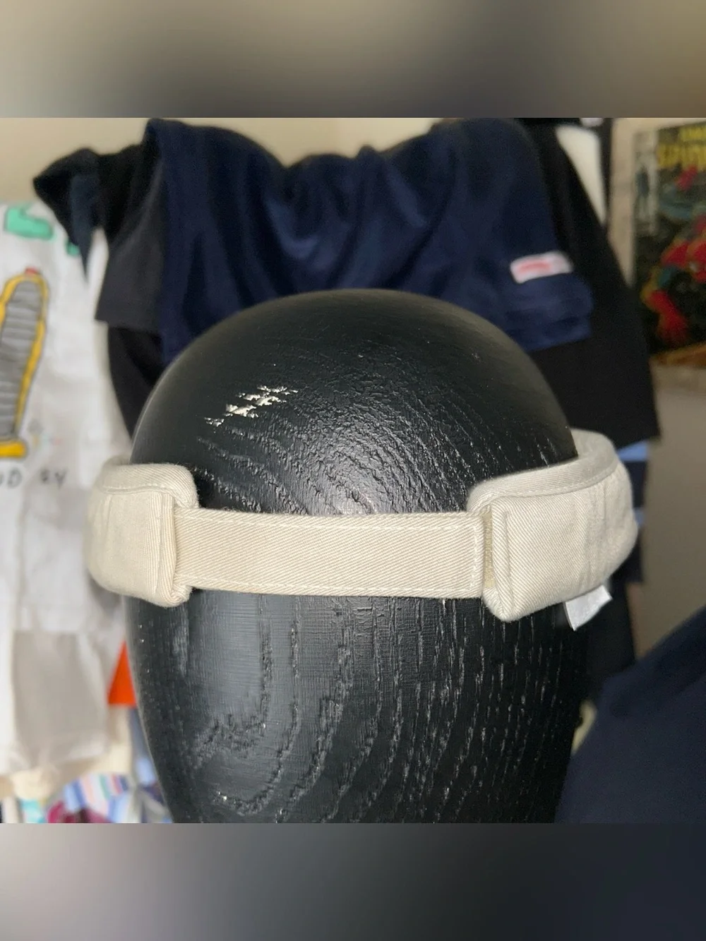 Vintage Walt Disney World Beige Khaki Visor with Navy Embroidered Logo